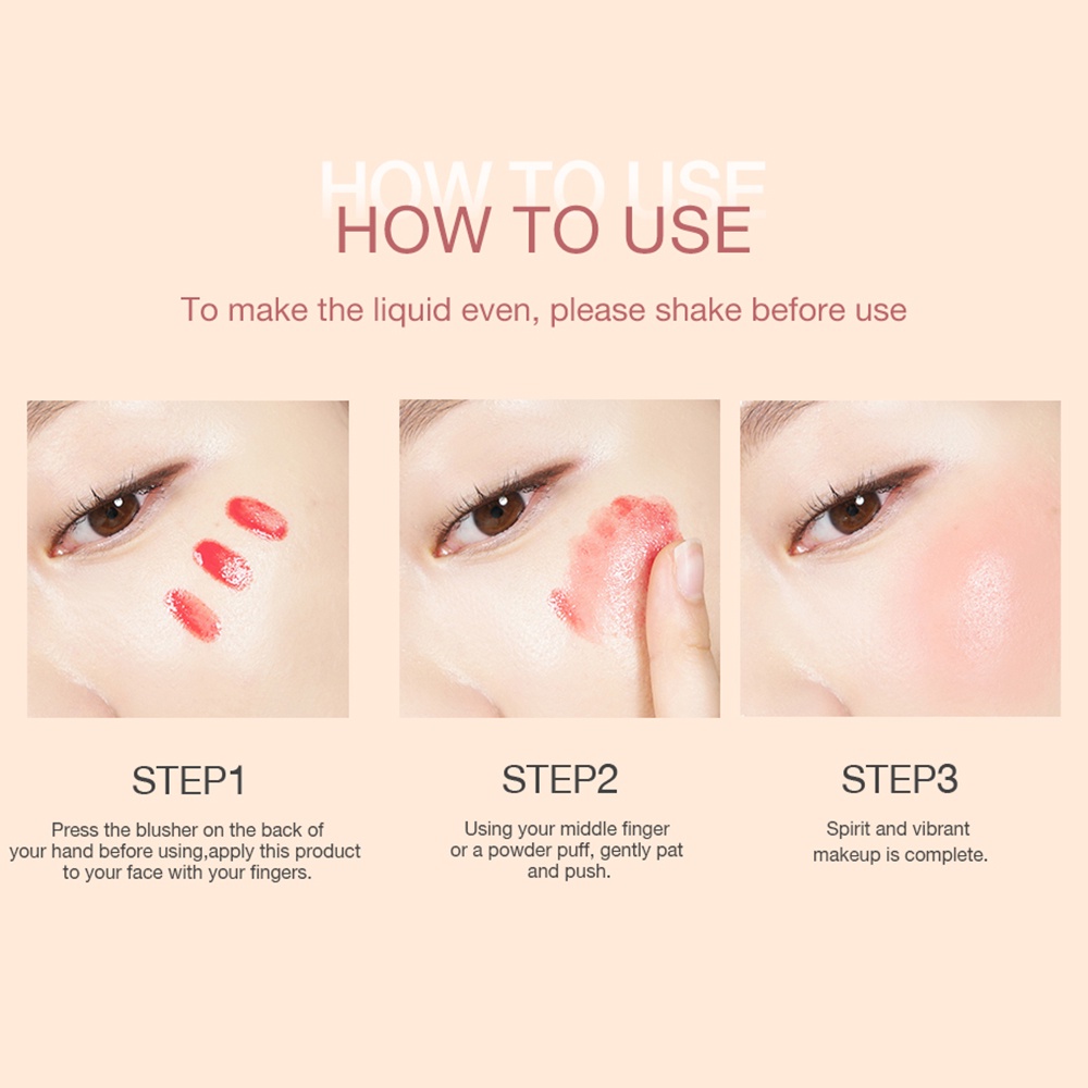 O.TWO.O Liquid Blusher On Long Lasting Natural Blusher Face Cheek Make Up