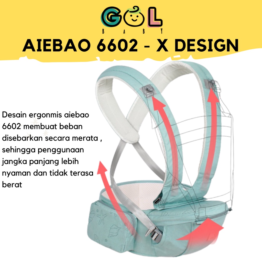 Gendongan Bayi Baby Carrier multifunction Hipseat Carrier Aiebao 6602 (jual 6636 6634 6604 6629)