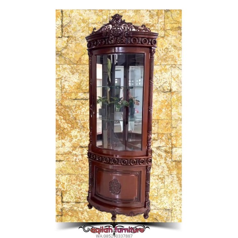LEMARI SUDUT LEMARI HIAS UKIR JATI JEPARA