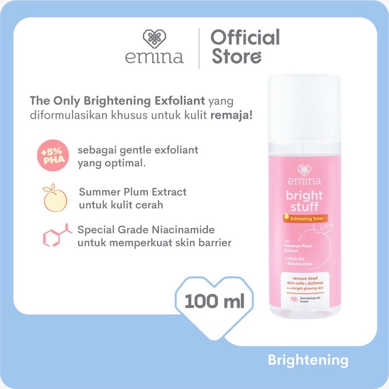 EMINA BRIGHT STUFF EXFOLIATING TONER 100ML