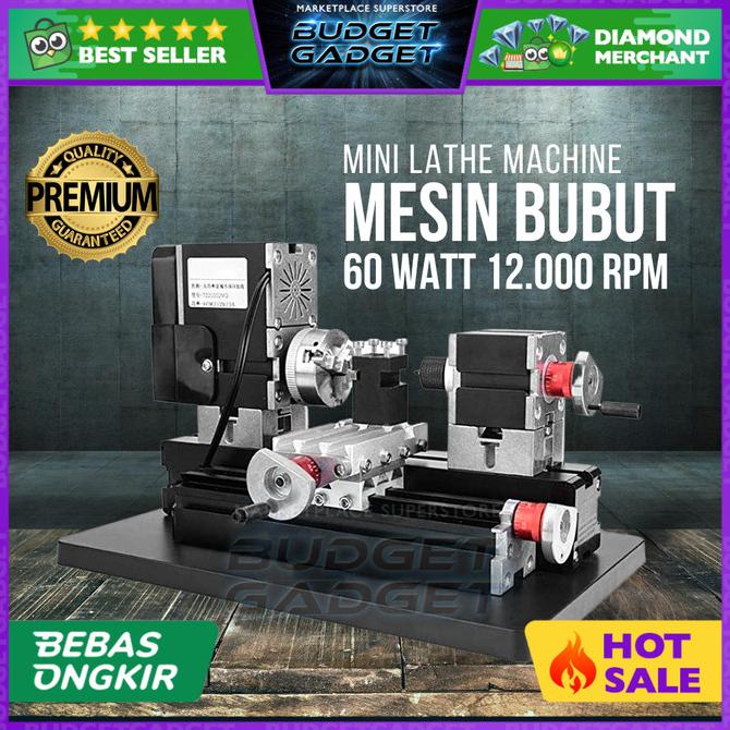 Mesin Bubut Mini Lathe Wood Metalworking DIY Model Making 60W selalu promo