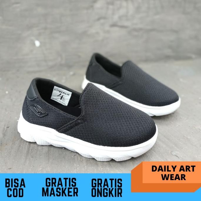 BISA COD sepatu anak skechers go walk slip on kids hitam made in vietnam