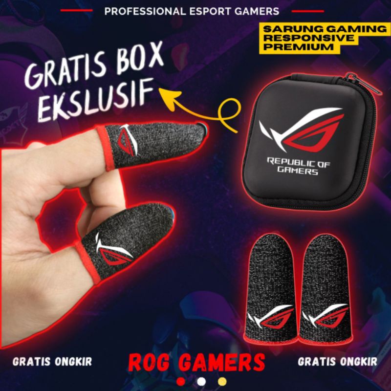 GRATIS BOX POUCH - ROG SARUNG TANGAN JEMPOL GAME ANTI KERINGAT FINGER SLEEVE PREMIUM