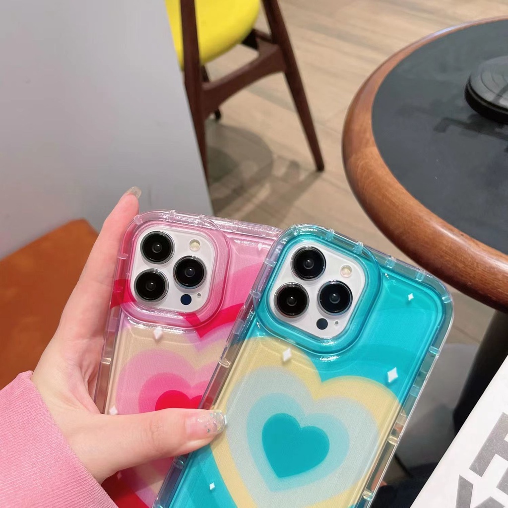 IPHONE Love Casing Transparan Lembut Lembut Kompatibel Untuk Iphone14 13 12 11 Pro XS Max X XR 78 6 6S Plus Shockproof Phone Casing TPU Cover