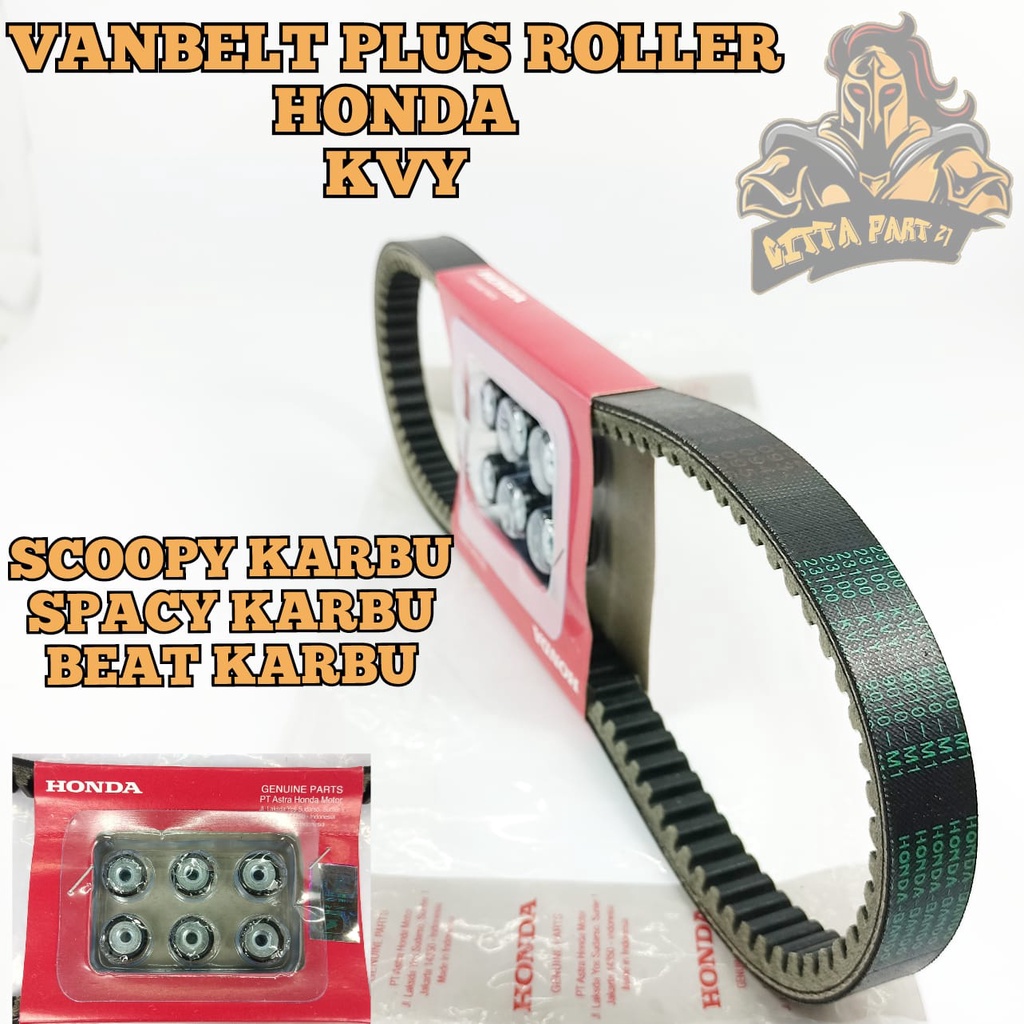 VANBELT V-BELT PLUS ROLLER HONDA KVY KUALITAS ASLI ORIGINAL HONDA AHM PRESISI ANTI SELIP ROLLER AWET DAN DIJAMIN MANTAP BEAT KARBU SCOOPY KARBU SPACY KARBU