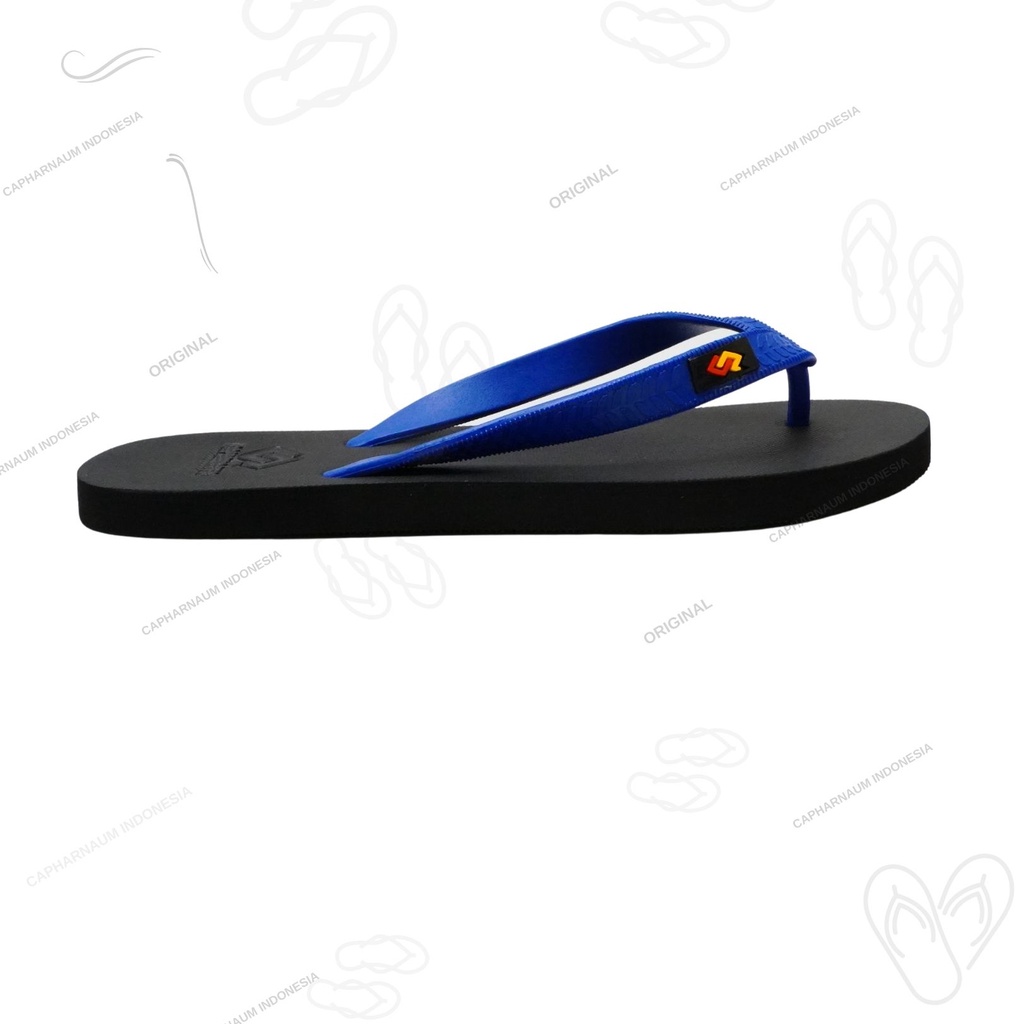 Capharnaum [Classic] Black On Blue Sandal Jepit Pria Simple Cozy