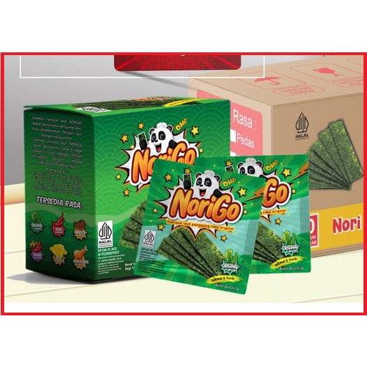 Norigo Nori Rumput Laut Panggang Viral 1 box 12 pcs| cemilan ala jepang