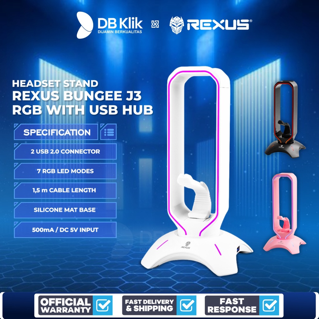 Headset Stand Rexus Bungee J3 RGB with USB Hub - Rexus Headset Stand