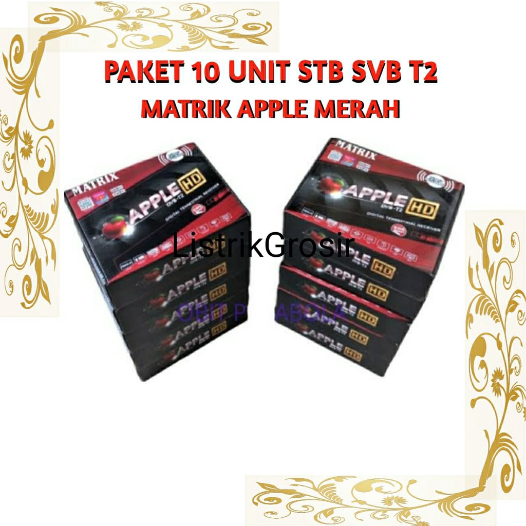 10 UNIT SET TOP BOX DVB T2 MATRIX APPLE MERAH PAKETAN 10 UNIT