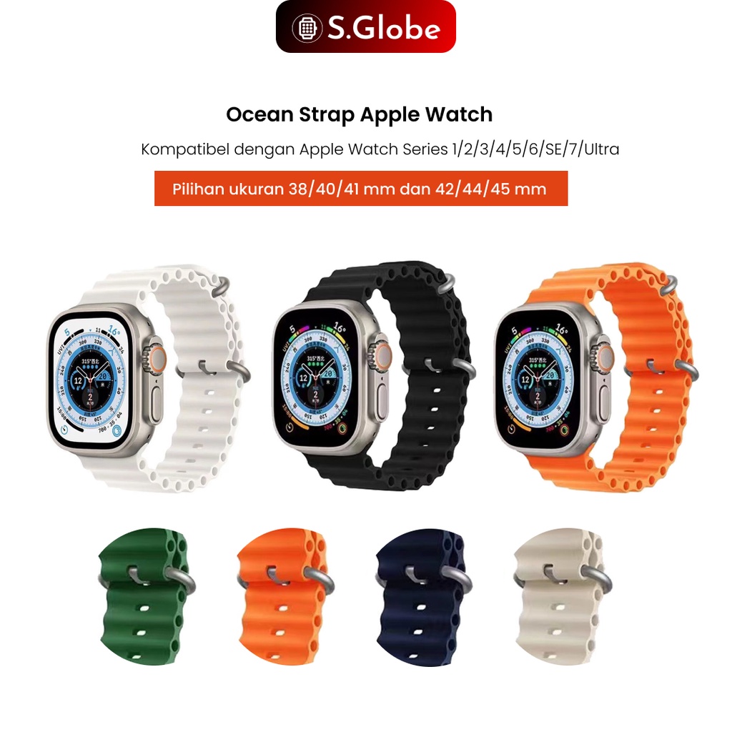 Apple Watch 8/7/6/5 Tali Jam Tangan Iwatch 38mm 42mm Ocean Strap Bergelombang