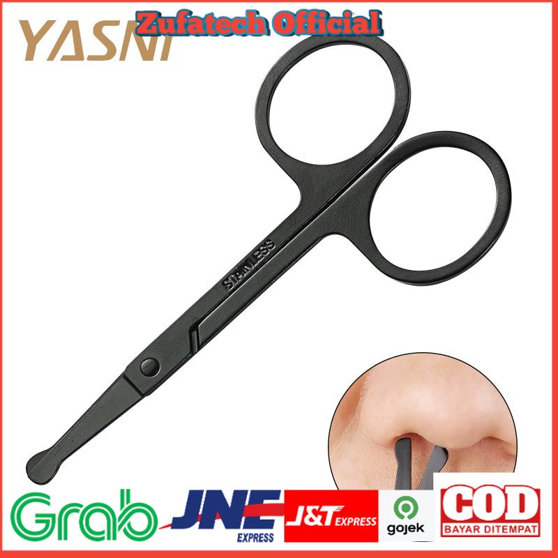 KNIFEZER Gunting Cukur Bulu Hidung Nose Hair Scissor Stainless Steel - FS124 - Black