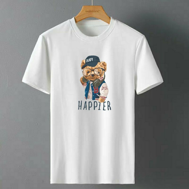 KAOS PRIA DISTRO HAPPIER COTTON COMBED KAOS PRIA LENGAN PENDEK