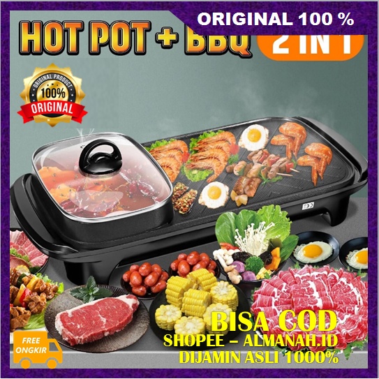 [BISA COD] Grill BBQ Hotpot Electric Panci Serbaguna Panggangan BBQ Electric Grill Pan ASLI