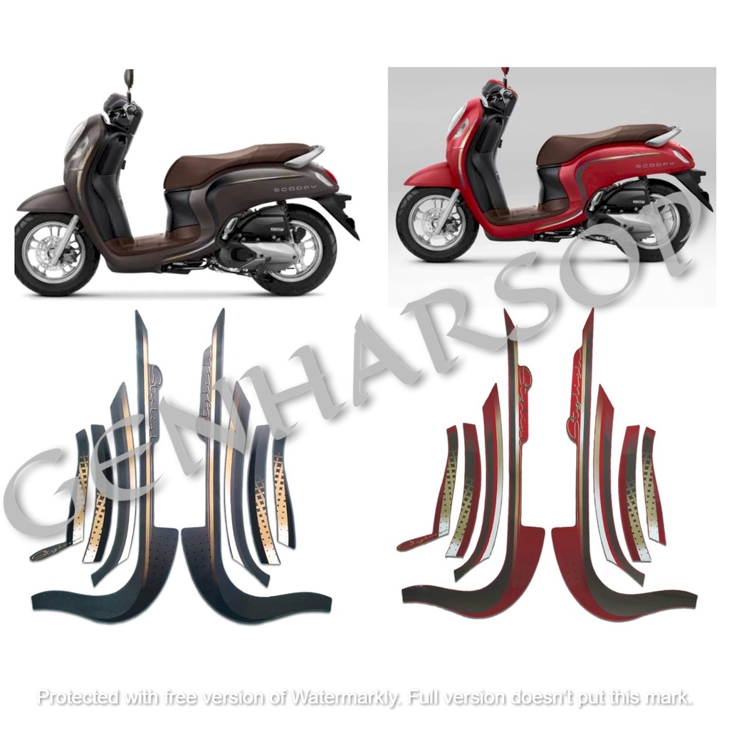 STIKER STRIPING LIS BODY STANDAR MOTOR HONDA SCOOPY STYLISH 2022 SEPASANG FULL SET