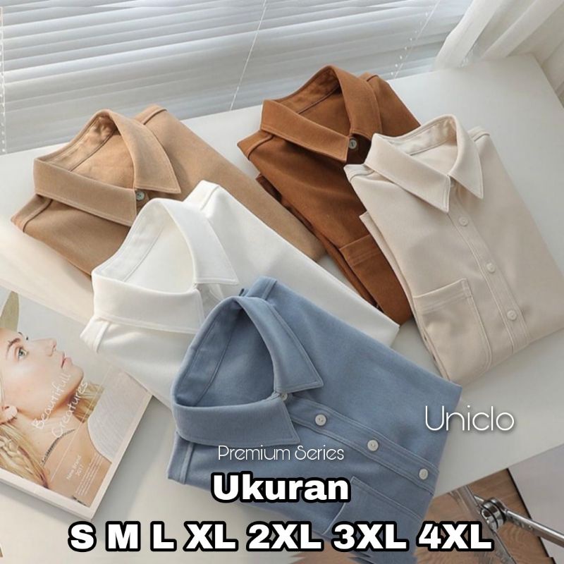 Premium Series Kemeja UNICLO Big Size Ukuran Size S M L XL 2XL 3XL 4XL XXL XXXL  XXXXL 2L 3L 4L 5L  Atasan Blouse Wanita Jumbo Atasan Big Size Kemeja Kerja Korea Over Size