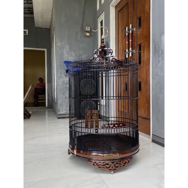 sangkar murai ukir krawangan jati salak brown no2