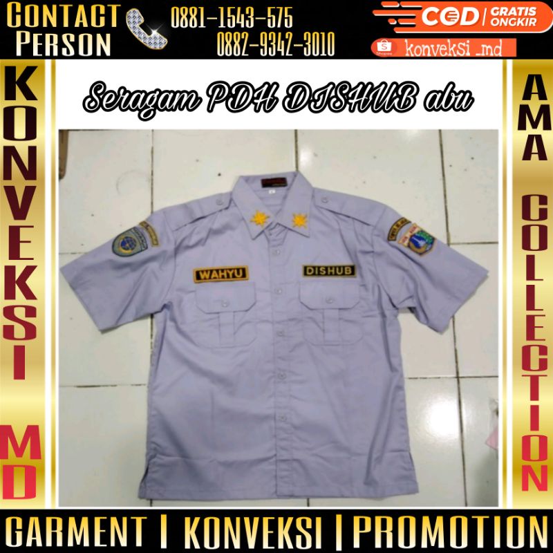 Jual Kemeja Pdh Dishub Abu Full Bordir Seragam Pdh Dishub Abu Full