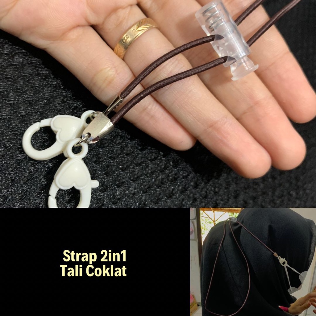 Strap Masker Tali || Strap masker 2 in 1 - Konektor Kalung Masker Karet Ulir Ceko Rantai