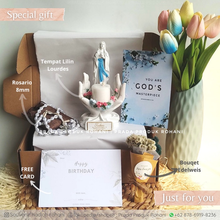 Tempat Lilin Bunda Maria/Patung Lourdes/Rosario Fosfor/Hadiah Rohani