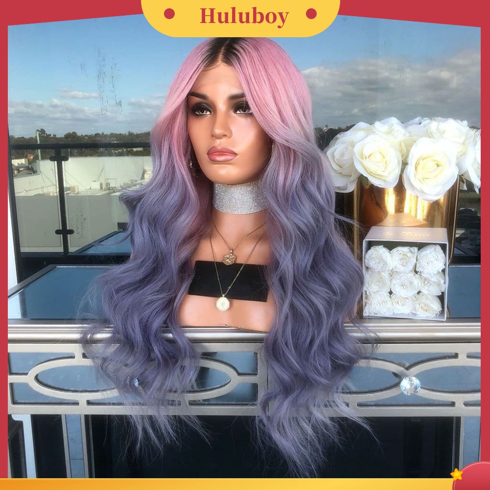 Wig Rambut Palsu Panjang Keriting Warna Gradasi Untuk Cosplay Wanita