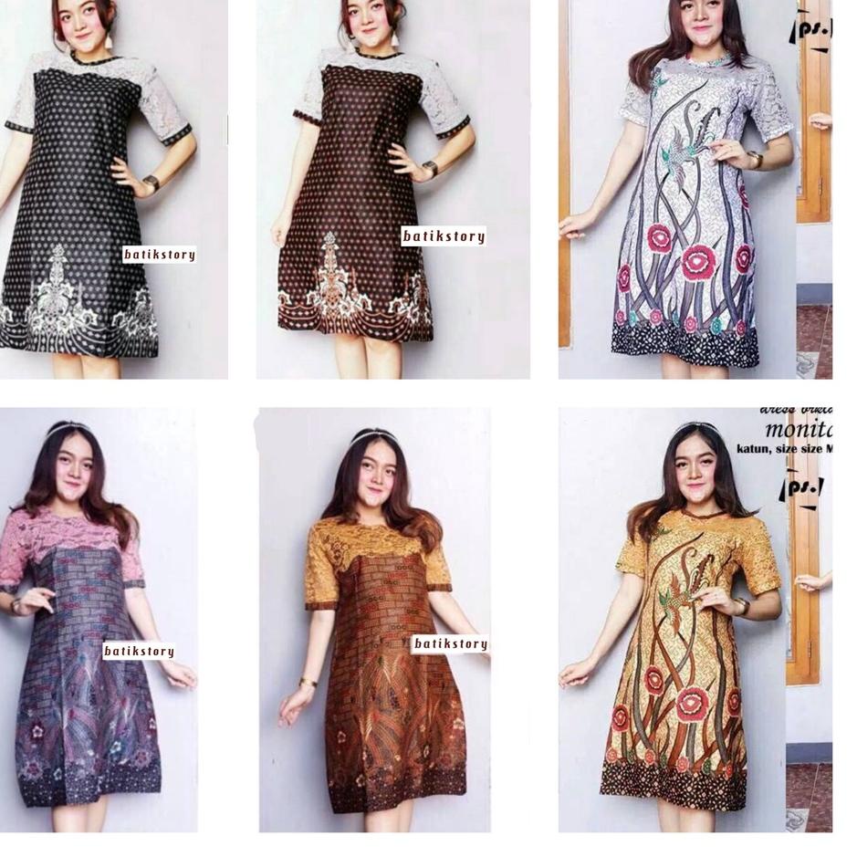 Recomended Dress Batik Dress Brokat mix Katun Dress Casual Batik Atasan Baju Batik