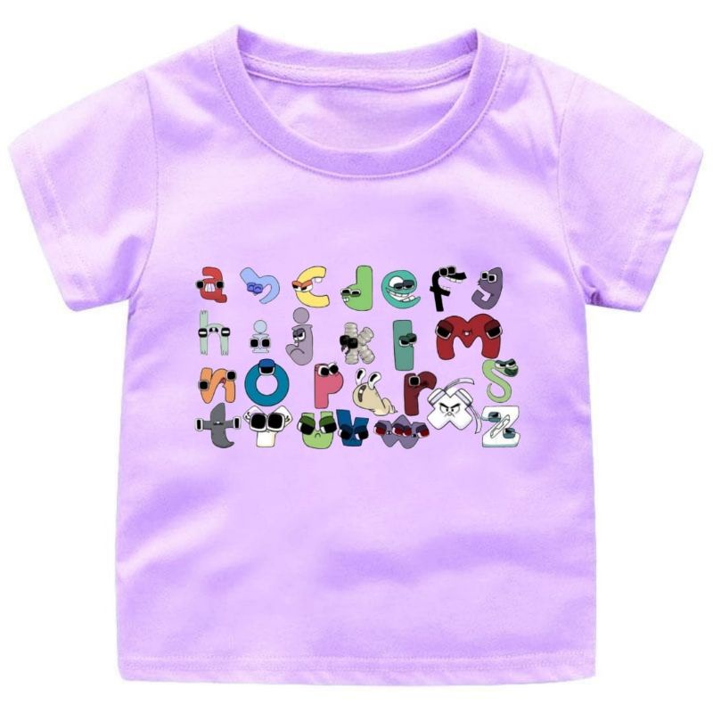 BAJU KAOS ANAK COWOK/CEWEK 1-12 TAHUN ALPHABET LORE VIRAL(POLOS)