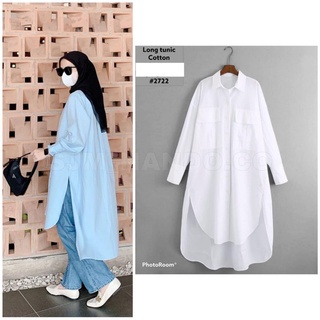 MBO TUNIK RIHANNI PUTIH BAHAN KATUN IMPORT PREMIUM  LENGAN PANJANG TUNIK FASHION MUSLIM 070-722