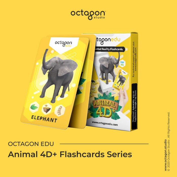 Card Kartu Animal 4D+ / Flash Card / Mainan Edukasi Anak (Octagon Studio)