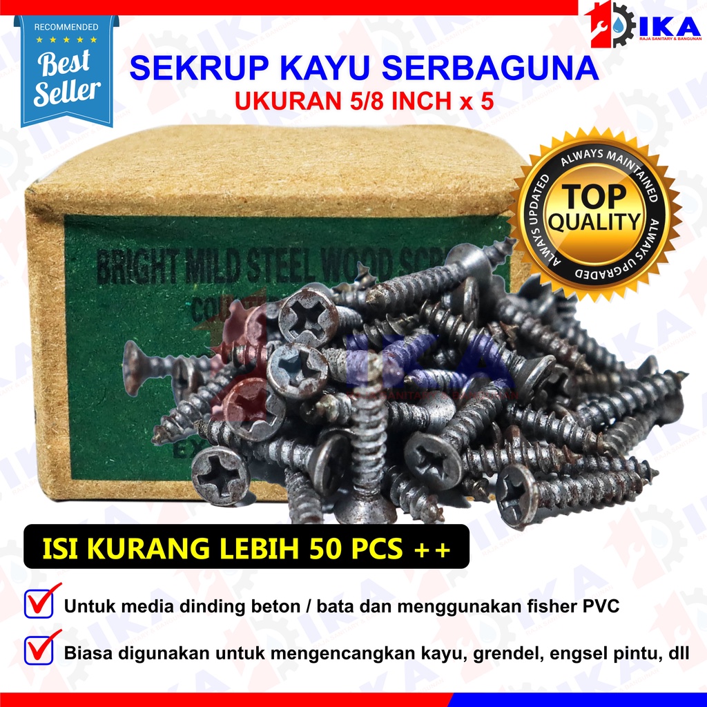 SKRUP KAYU 5/8&quot; X 5 (+) PLUS PANJANG 1,5CM / (HARGA 1 KOTAK - TIDAK DIECER) TERMURAH