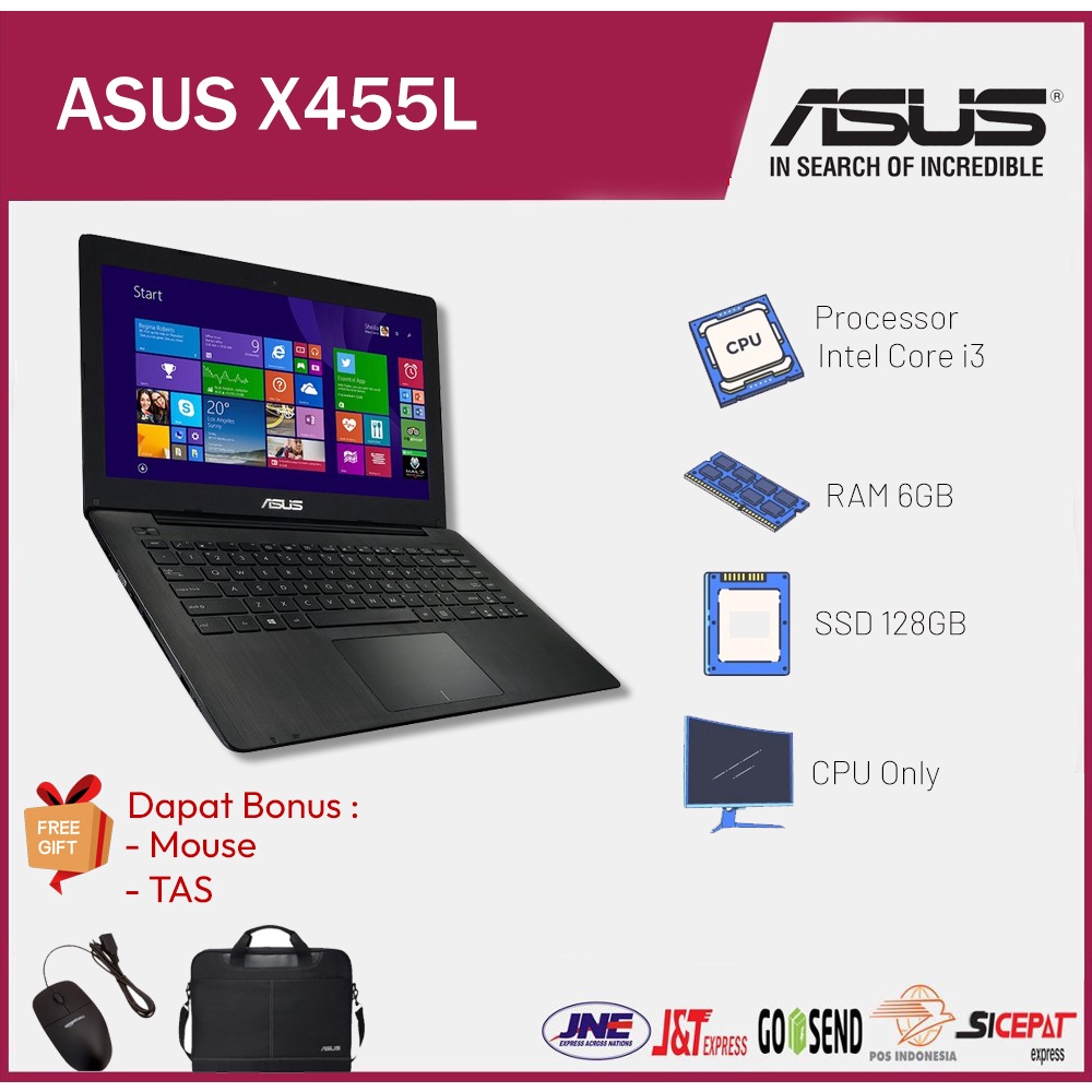 BIG PROMO ASUS X455L SSD128gb RAM 6GB Layar 14 inch