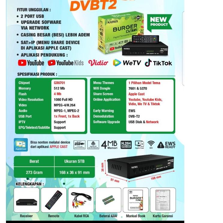 READY ✅Set Top Box TV Digital Matrix Burger Hijau DVBT2 Matrix Apple Kuning / Set Box TV Digital Matrix Kuning / set box tv digital / box tv digital / set top box tv tabung|KD4