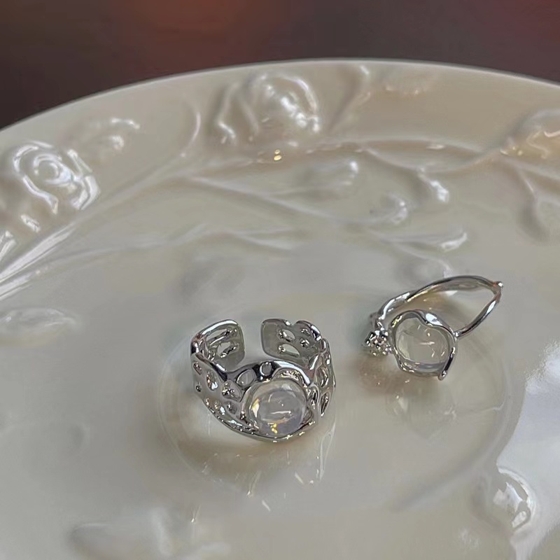 YEEZII Set Cincin Opal Perak Vintage Untuk Wanita Vintage Perhiasan Cincin Jari Vintage Y2K Aksesoris