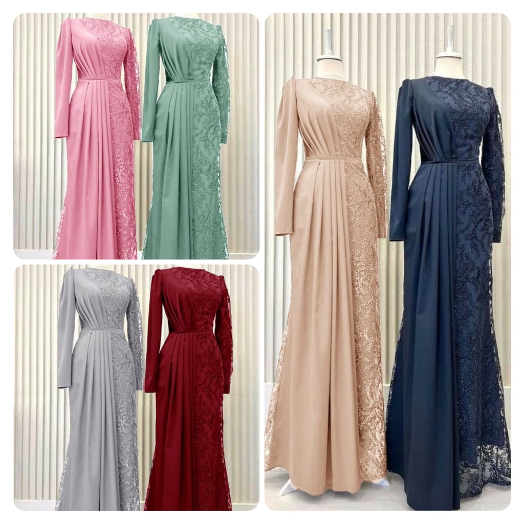 DRESS ERIANA FASHION PAKAIAN WANITA GAUN MAXI GAMIS MAXY TILE MUTIARA LAPIS FURING ED