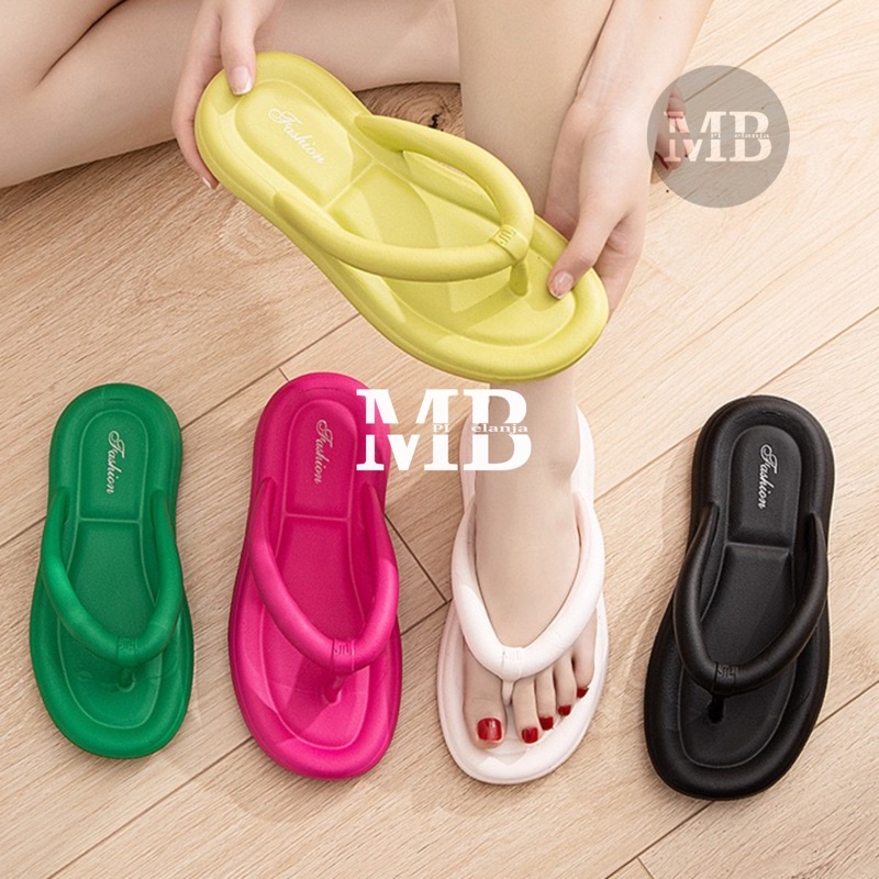 SANDAL JELLY EVA RUBBER JEPIT POLOS WANITA BKK IMPORT PREMIUM EMPUK RINGAN VIRAL BANGKOK