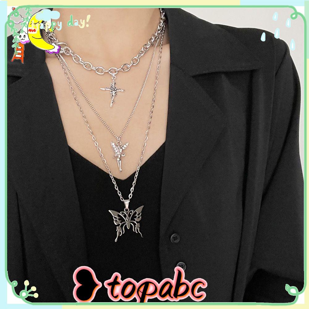 Top Kalung Hip Hop Retro Stylish Simplicity Angel Rose Butterfly