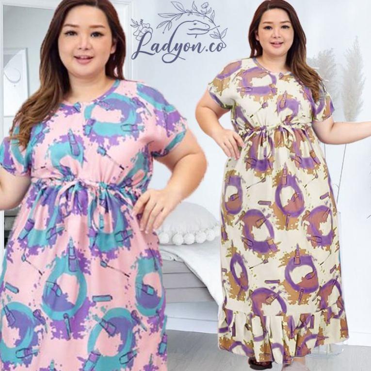 "KGS.10De22ᵀ" Daster Kekinian Jumbo Ld 130 140 Panjang Semata Kaki Home Dress Serut Jumbo Long dress