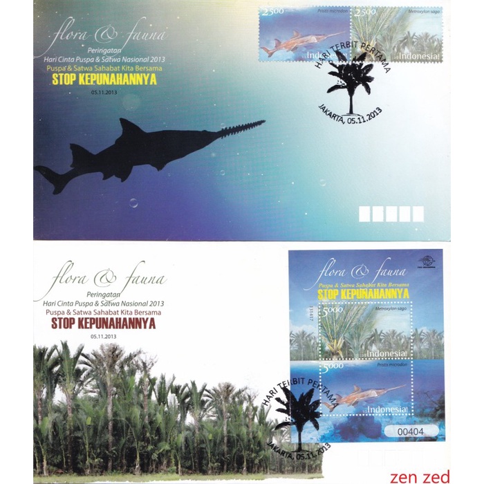 

A347 Perangko Indonesia FDC 2013 Flora Fauna 2 Pcs