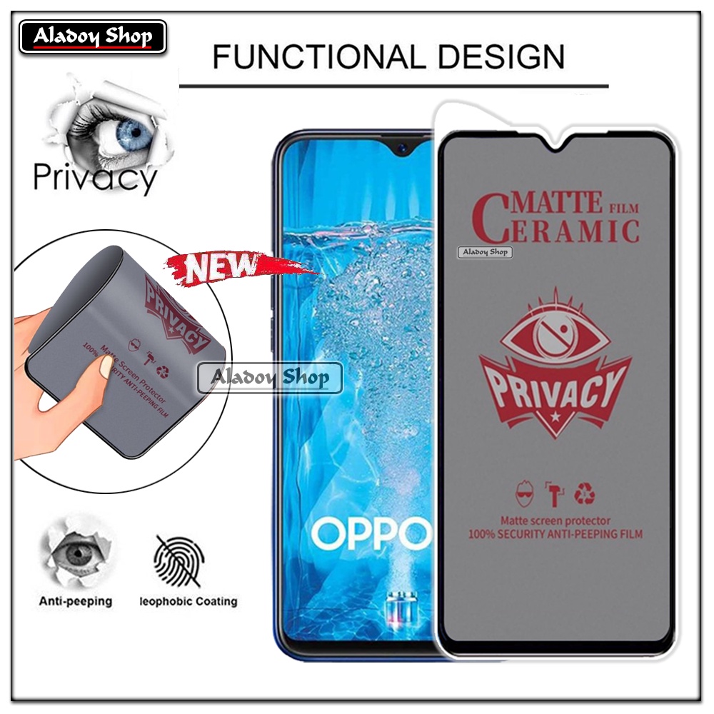 Tempered Glass Anti SPY Oppo F9 Anti Gores Privacy + Tempered Glass kamera dan Skin Carbon