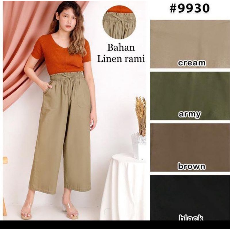 SW - Kulot linen uniqlo premium celana kulot wanita model terbaru#9930 / celana kulot linen pita ser