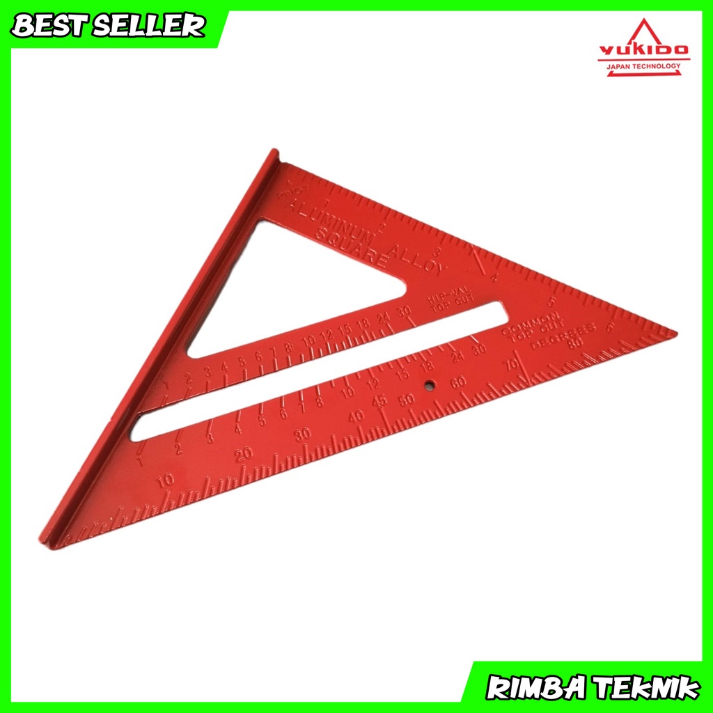 Promo SEGITIGA penggaris Besi 7 inch siku sudut alat pengukur ruler merah speed square Termurah