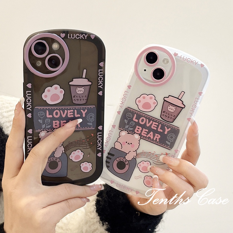 Compatible For iPhone 14 13 12 11 Pro Max X XR Xs Max 8 7 6 6s Plus SE 2020 Lovely Bear Phone Case Soft Cover Pelindung