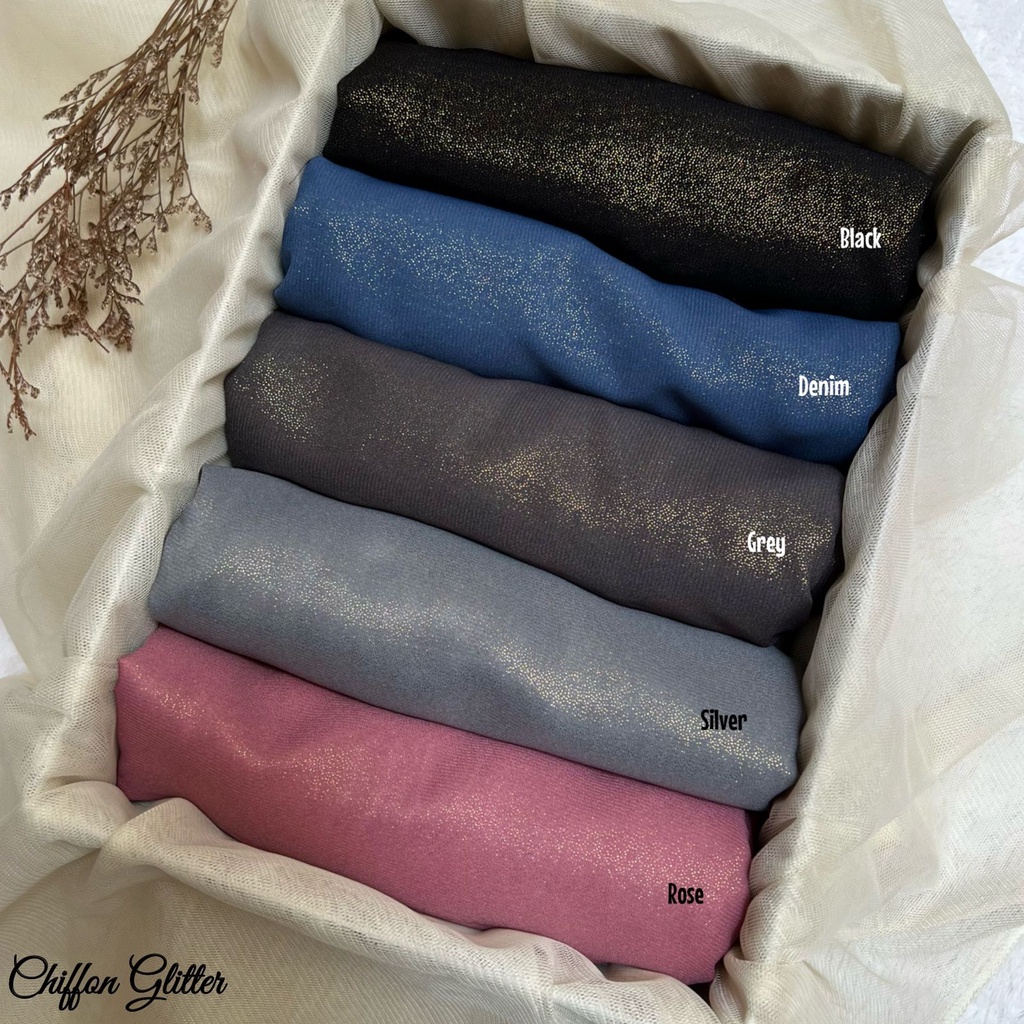 {PINGGIRAN LASER}  HIJAB POLOS SEGIEMPAT - CHIFFON GLITTER / HIJAB SEGIEMPAT POLOS