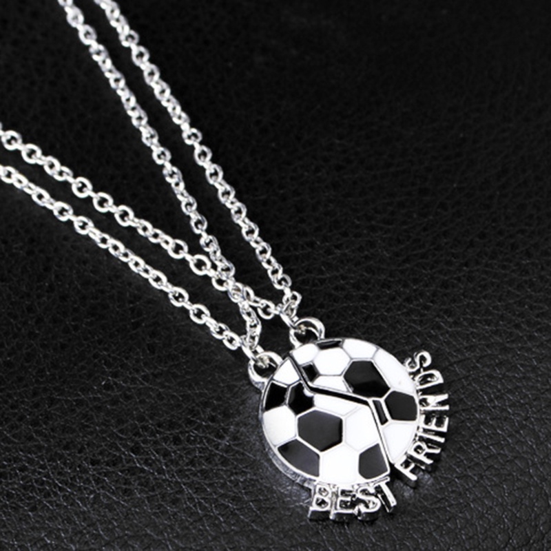 Trendy BEST FRIENDS Kalung Persahabatan Sepak Bola Liontin Dua Bagian Sambungan Enamel