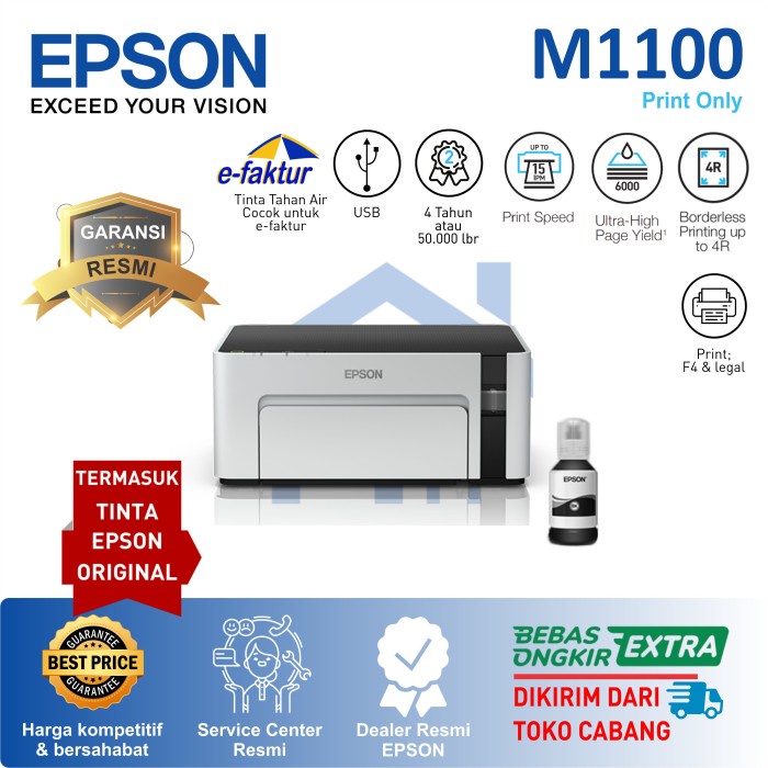Printer Epson M1100 Epson M-1100 M 1100 Pigment Monochrome Inkjet