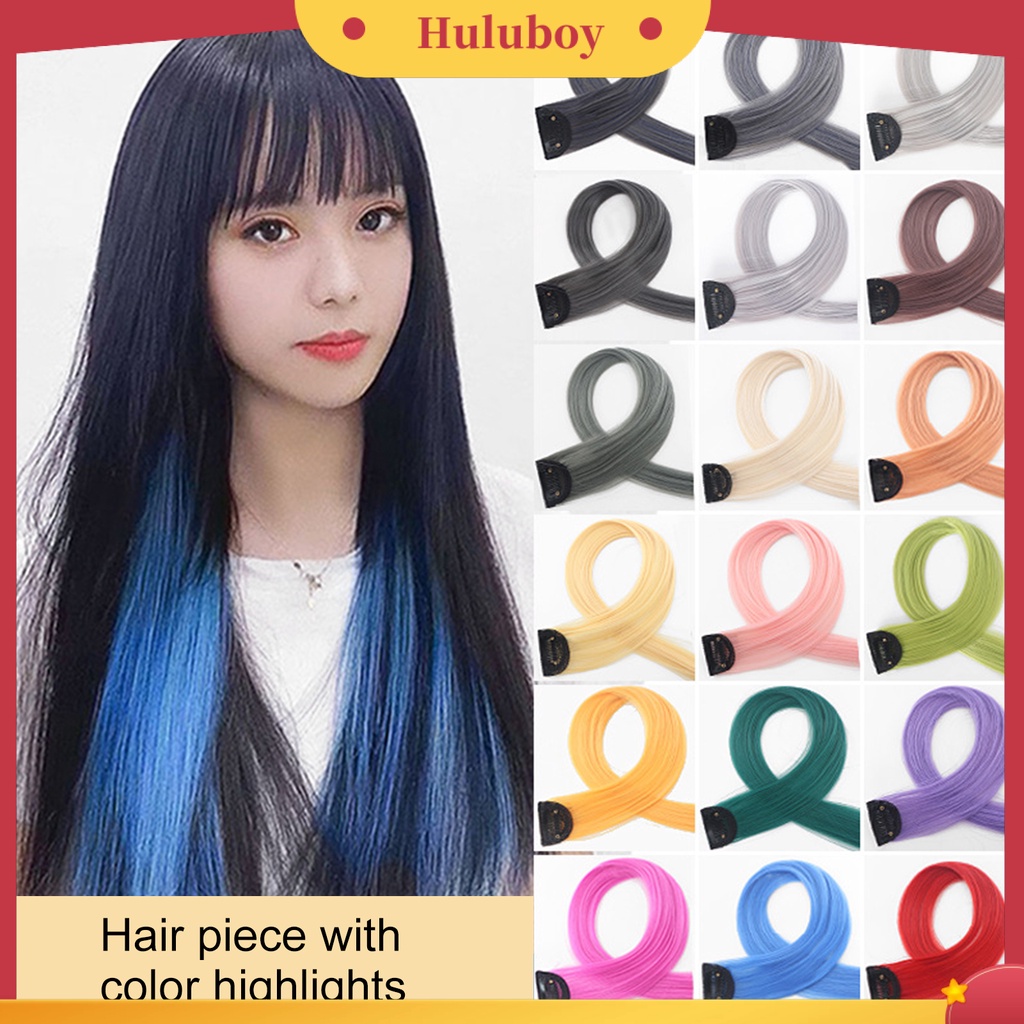 Wig Rambut Ekstensi Model Panjang Lurus Warna-Warni Untuk Wanita