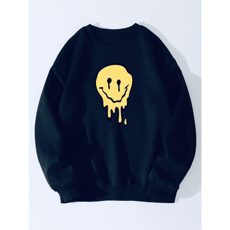 SMILE AND SAD Sweatshirt Basic II Sweater Crewneck Print DTF II Sz M - XL Anak &amp; Dewasa ( Pria &amp; Wanita )