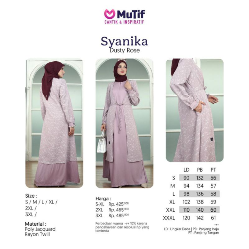 [SALE 25%] GAMIS MUTIF SYANIKA DUSTY ROSE