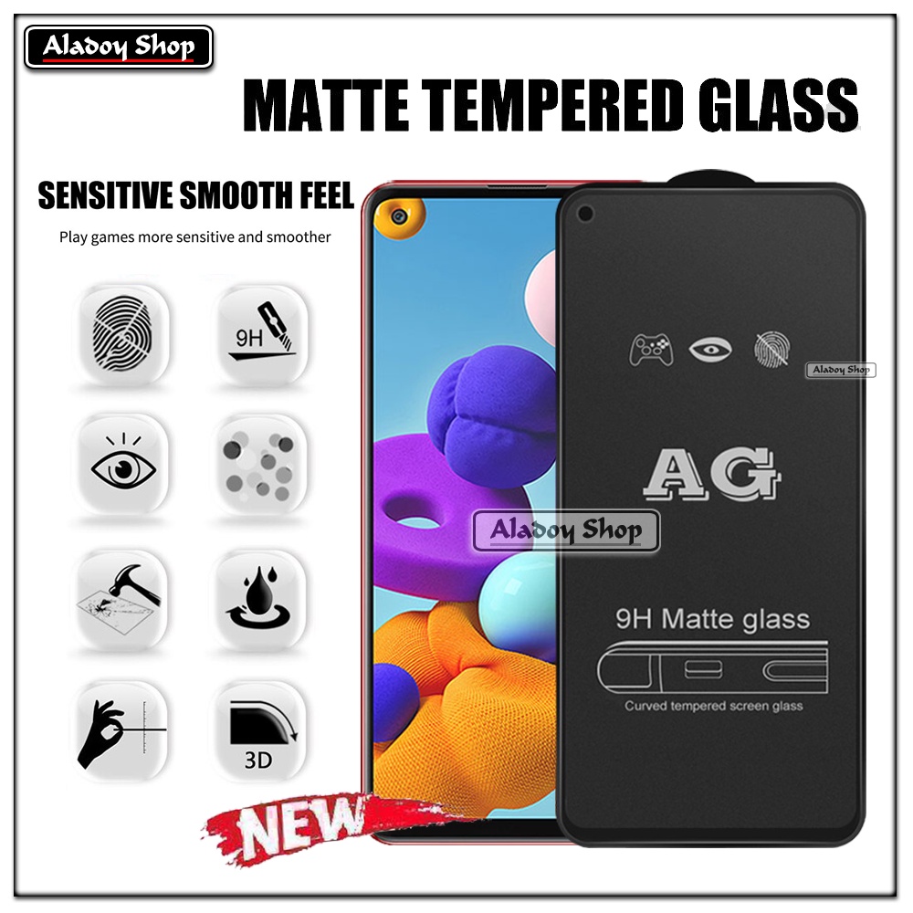 Paket 3IN1 Tempered Glass Layar Matte Anti Glare Samsung A21S Free Tempered Glass Camera dan Skin Carbon