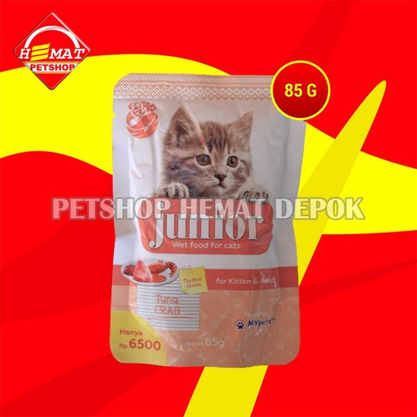 Makanan Basah Kucing Junior Wet Food Pouch 85 Gram Non Whiskas