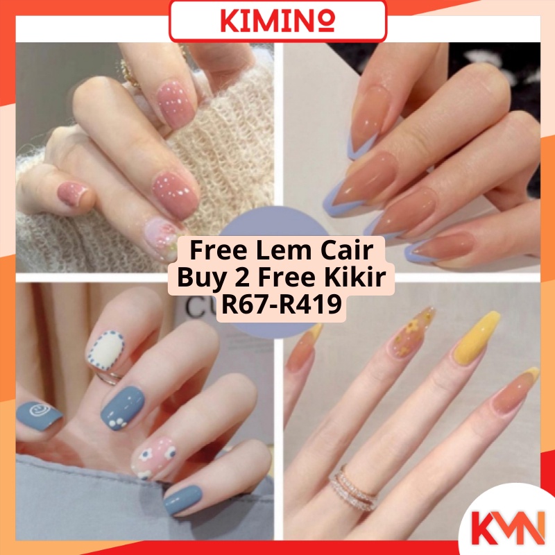 KMN R132-R262 24pcs Kuku Palsu Murah Tahan Air Fashion Nail Art Korea Fake Nails Manicure